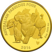 500 Dollars - Elizabeth II 4th Portrait - Australian Fabulous Four - Gold Bullion Coin, Australia, 2017 reverse image