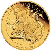 500 Dollars - Elizabeth II 4th Portrait - Koala - Gold Proof Coin, Australia, 2018 reverse image
