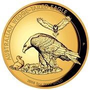 500 Dollars - Elizabeth II 4th Portrait - Wedge-tailed Eagle - High Relief Gold Proof, Australia, 2018 reverse image