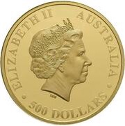 500 Dollars - Elizabeth II 4th Portrait - Australian Stock Horse - Gold Bullion Coin obverse image