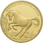 500 Dollars - Elizabeth II 4th Portrait - Australian Stock Horse - Gold Bullion Coin, Australia, 2018 reverse image