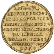 ⅛ Thaler - Leopold Ernest Joseph of Firmian Gold pattern strike, Germany, 1764 reverse image