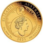 500 Dollars - Elizabeth II 6th Portrait - Australian Nugget - Gold Coin obverse image