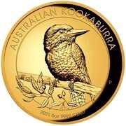 500 Dollars - Elizabeth II 6th Portrait - Australian Kookaburra - Gold Bullion Coin, Australia, 2021 reverse image