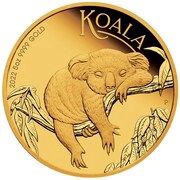 500 Dollars - Elizabeth II 6th Portrait - Koala - Gold Bullion Coin, Australia, 2022 reverse image
