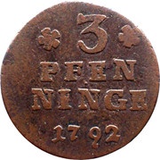 3 Pfenninge - Gustav III, Germany, 1776-1808 reverse image