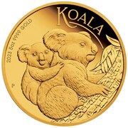 500 Dollars In the name of Elizabeth II; 6th Portrait - Koala - Gold Proof, Australia, 2023 reverse image