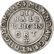 ½ Reichsort - Christina, Germany, 1654 reverse image