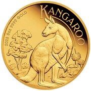 500 Dollars In the name of Elizabeth II; 6th Portrait - Kangaroo - Gold Proof, Australia, 2023 reverse image