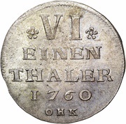 ⅙ Thaler - Adolphus Frederick Swedish occupation, Germany, 1760-1761 reverse image