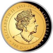 500 Dollars In the name of Elizabeth II; 6th Portrait - Australian Wedge-Tailed Eagle - Gold Bullion obverse image