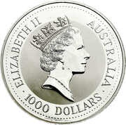 1000 Dollars - Elizabeth II 3rd Portrait - Koala - Platinum obverse image
