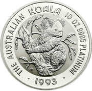 1000 Dollars - Elizabeth II 3rd Portrait - Koala - Platinum, Australia, 1992-1997 reverse image