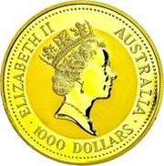 1000 Dollars - Elizabeth II 3rd Portrait - Australian Nugget - Gold Bullion Coin obverse image