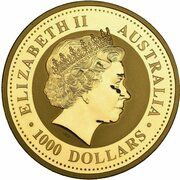 1000 Dollars - Elizabeth II 4th Portrait - Australian Nugget - Gold Bullion Coin obverse image