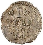 1 Pfennig - Frederick I, Germany, 1705 reverse image