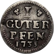 1 Pfennig - Frederick William I, Germany, 1735-1736 reverse image