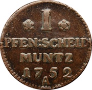1 Pfennig - Frederick II, Germany, 1751-1755 reverse image