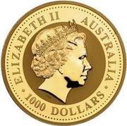 1000 Dollars - Elizabeth II 4th portrait - Year of the Pig - Gold Bullion Coin obverse image