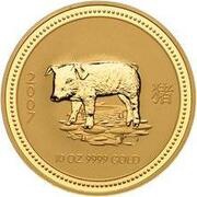 1000 Dollars - Elizabeth II 4th portrait - Year of the Pig - Gold Bullion Coin, Australia, 2007 reverse image