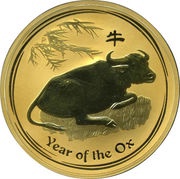 1000 Dollars - Elizabeth II 4th Portrait - Year of the Ox - Gold Bullion Coin, Australia, 2009 reverse image