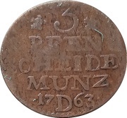3 Pfennig - Frederick II, Germany, 1763 reverse image