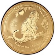 1000 Dollars - Elizabeth II 4th Portrait - Year of the Monkey - Gold Bullion Coin, Australia, 2016 reverse image