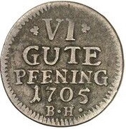 6 Pfennig - Frederick I, Germany, 1705-1706 reverse image