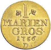 1 Mariengroschen - Frederick II Gold pattern strike, Germany, 1756 reverse image
