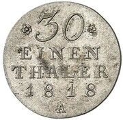 1⁄30 Thaler - Frederick William III Pattern, Germany, 1818 reverse image