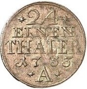 1⁄24 Thaler - Frederick II Mule, Germany, 1754 reverse image