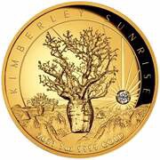1000 Dollars In the name of Elizabeth II; 6th Portrait - Kimberley Sunrise - Gold Proof, Australia, 2023 reverse image
