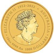 1000 Dollars In the name of Elizabeth II; 6th Portrait - Year of the Dragon - Gold Coin obverse image