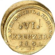 6 Kreuzers - Frederick William III Gold Pattern, Germany, 1802 reverse image