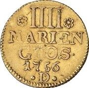 4 Mariengroschen - Frederick II Gold pattern strike, Germany, 1756 reverse image