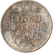 ⅙ Thaler - Frederick II, Germany, 1752 reverse image