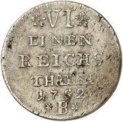 ⅙ Thaler - Frederick II, Germany, 1752 reverse image