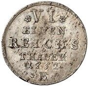 ⅙ Thaler - Frederick II, Germany, 1752 reverse image