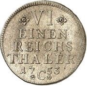 ⅙ Thaler - Frederick II, Germany, 1753 reverse image