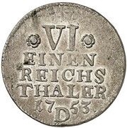 ⅙ Thaler - Frederick II, Germany, 1753 reverse image