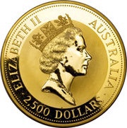 2500 Dollars - Elizabeth II 3rd Portrait - Australian Nugget - Gold Bullion Coin obverse image
