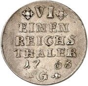 ⅙ Thaler - Frederick II, Germany, 1753 reverse image