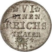 ⅙ Thaler - Frederick II, Germany, 1754 reverse image