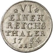 ⅙ Thaler - Frederick II, Germany, 1754 reverse image