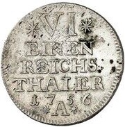 ⅙ Thaler - Frederick II, Germany, 1756 reverse image