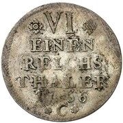 ⅙ Thaler - Frederick II, Germany, 1756 reverse image