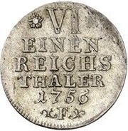 ⅙ Thaler - Frederick II, Germany, 1756 reverse image