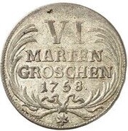 6 Mariengroschen - Frederick II Seven Years' War, Germany, 1758 reverse image