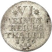 ⅙ Thaler - Frederick II Seven Years' War, Germany, 1759 reverse image