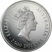 2500 Dollars - Elizabeth II 3rd Portrait - Koala - Platinum obverse image